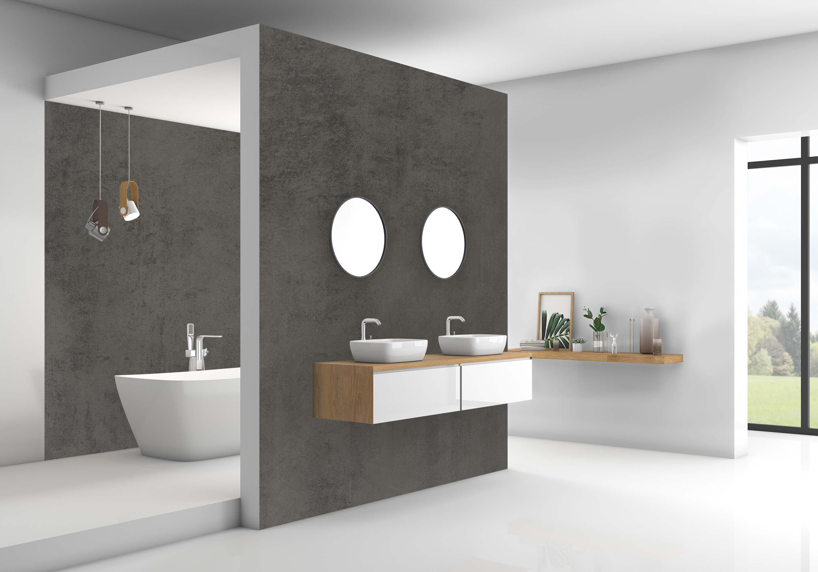Duschrückwand - Beton dunkel (250x100cm)-4