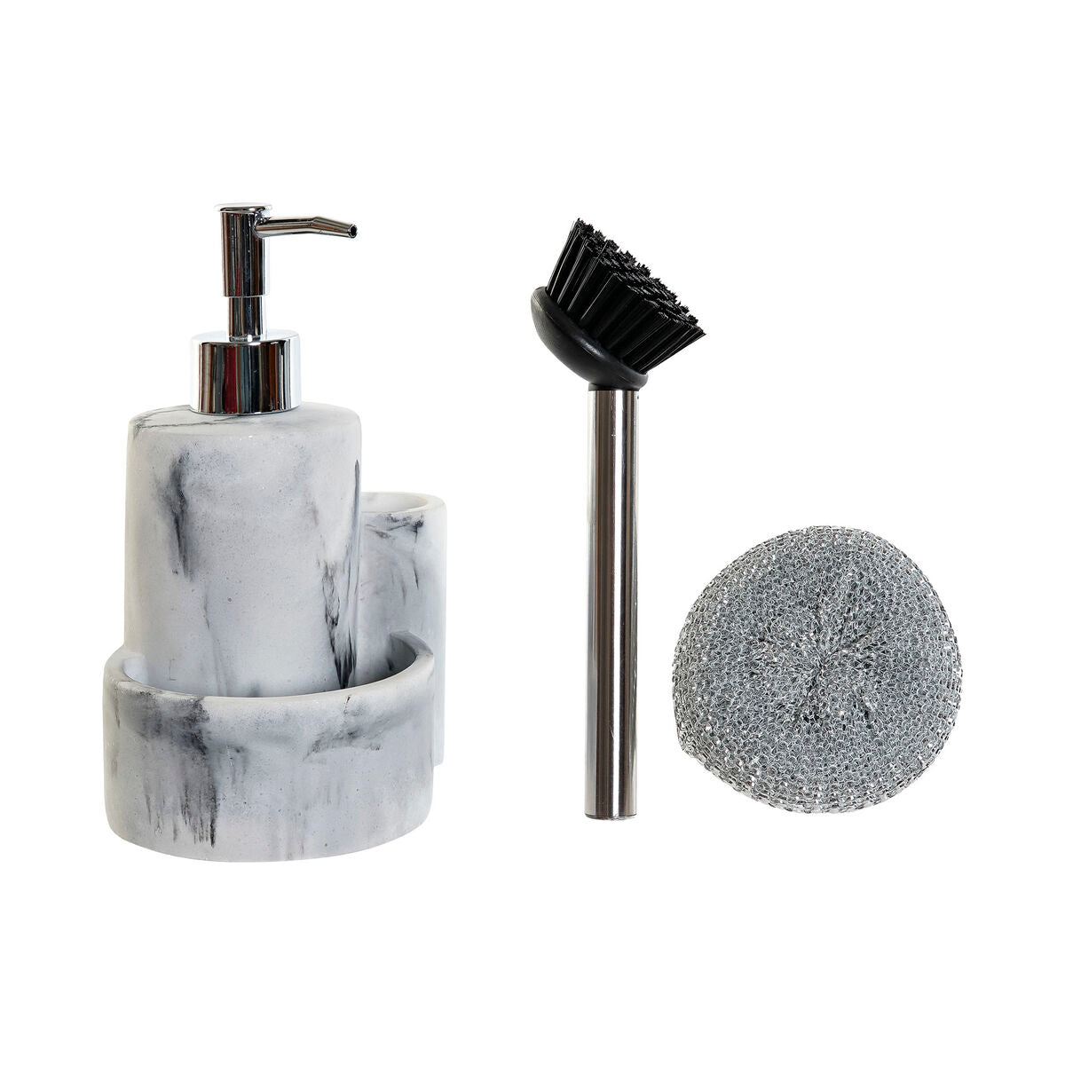 2-in-1 Soap Dispenser for the Kitchen Sink DKD Home Decor Resin Stainless steel 12,6 x 11,4 x 18,6 cm-2