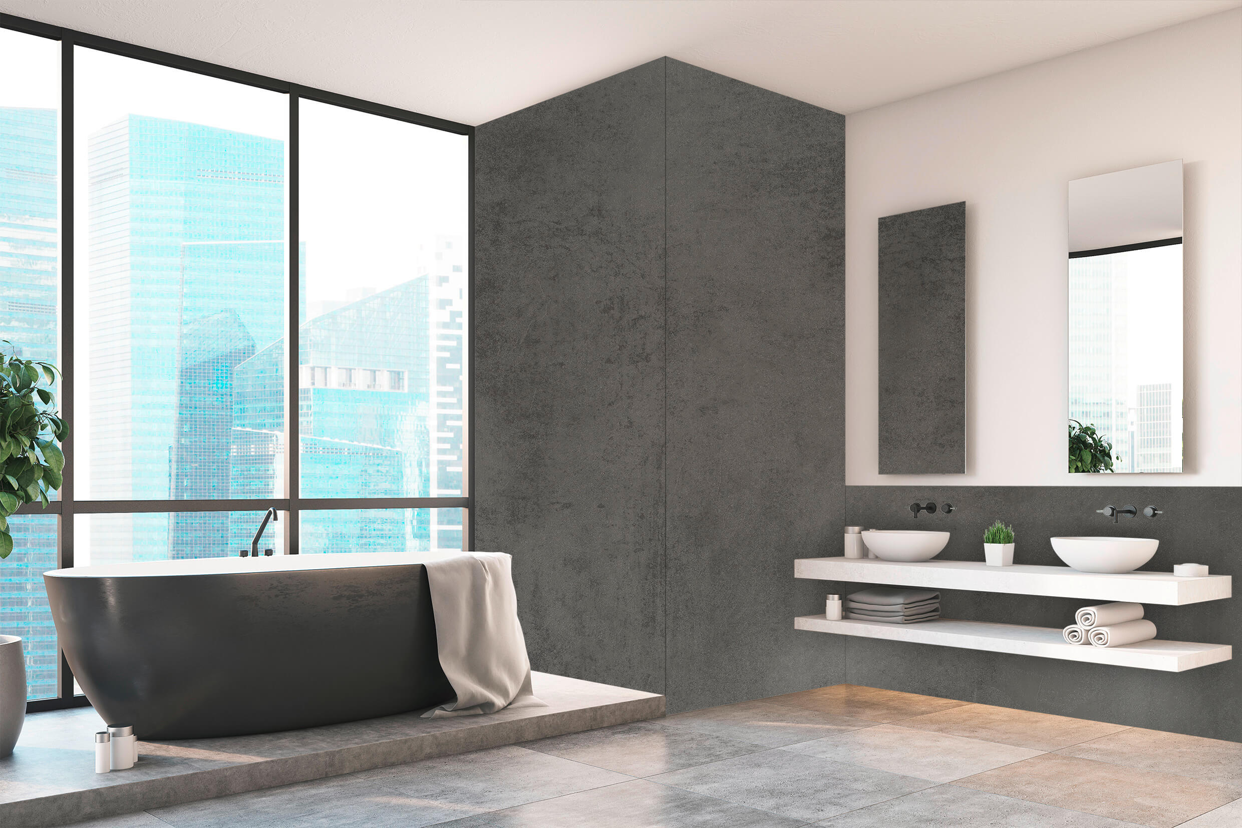 Duschrückwand - Beton dunkel (250x100cm)-3