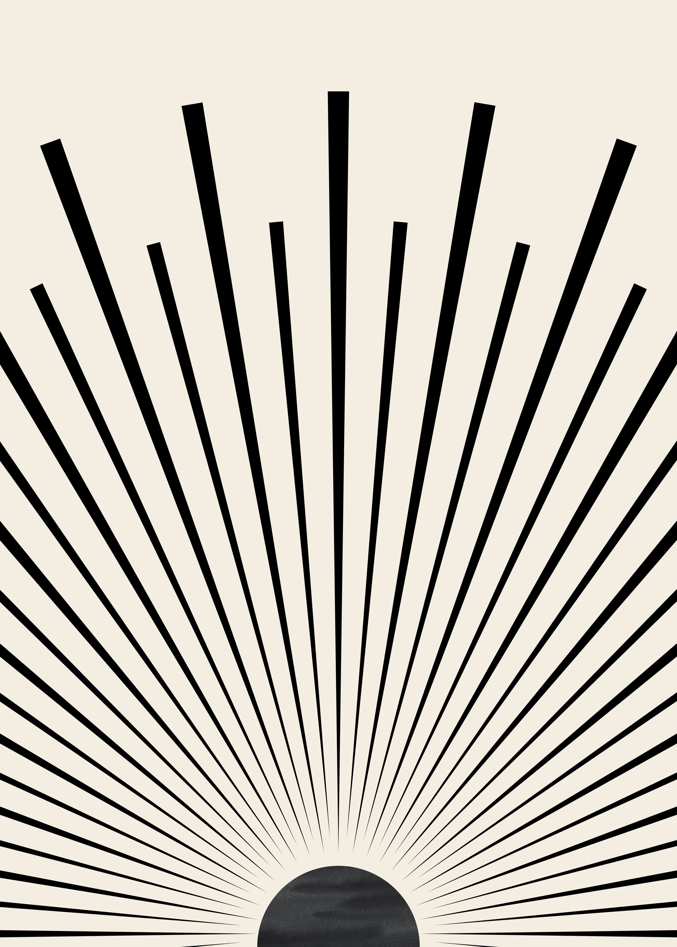 Poster Mid Century Moderne Wandkunst Dekoration I Boho Stil I Orange I Schwarze Sonnenstrahlen I Kunstdruck I Deko Print ohne Rahmen-5
