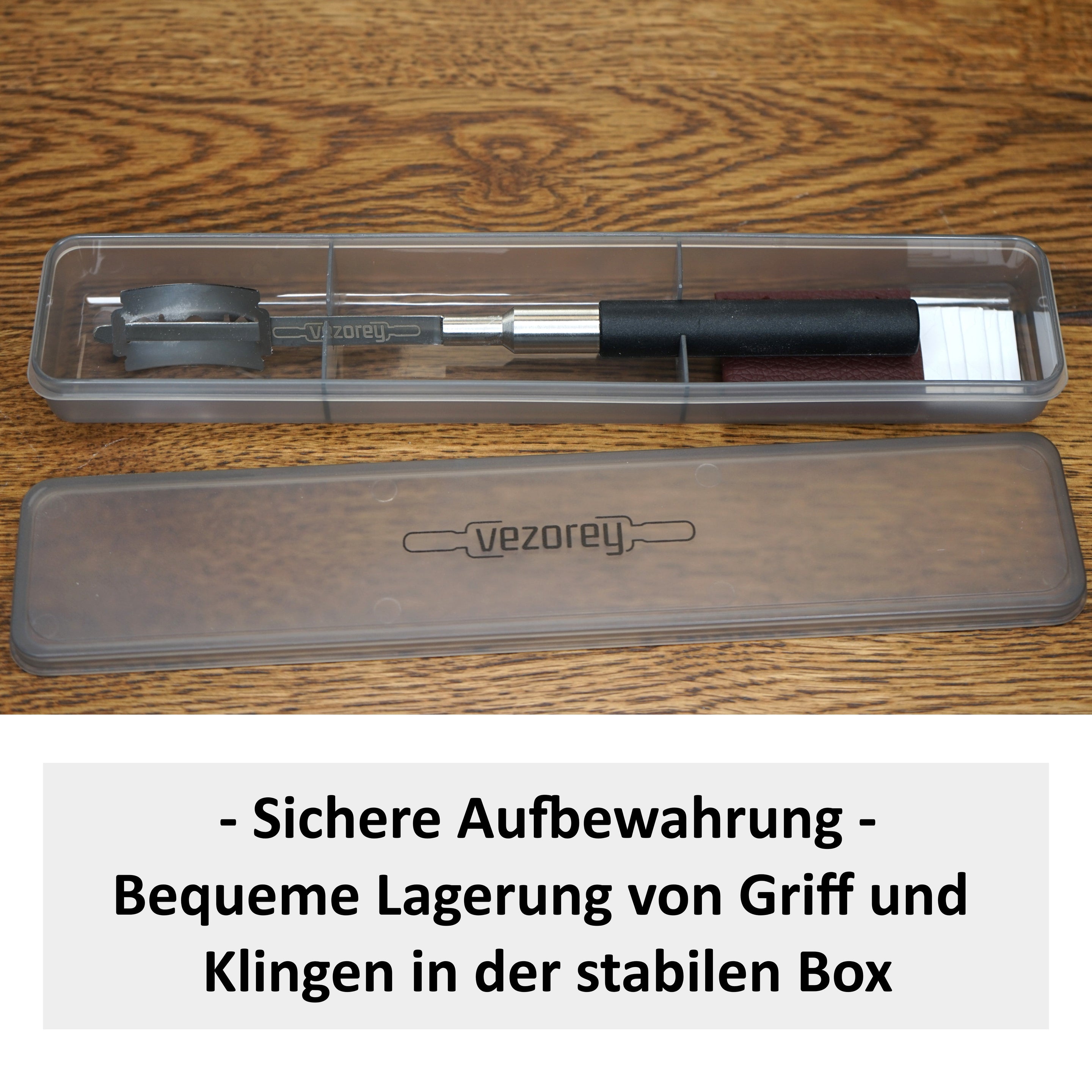 VEZOREY®-Edelstahl Brotklinge mit Aufbewahrungsbox und 5 Ersatzklingen-4