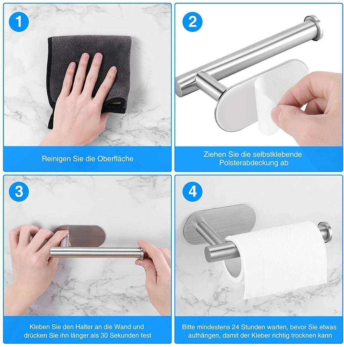 Edelstahl-Toilettenpapierhalter ohne Bohren – Selbstklebender Klopapierhalter