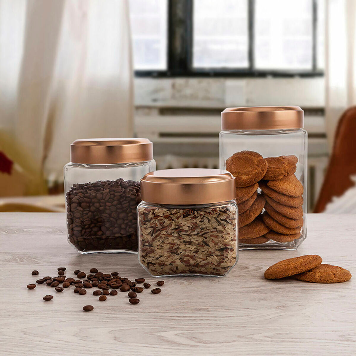 Jar Quid B&w Copper Glass 1,25 L (6 Units) (Pack 6x)-1