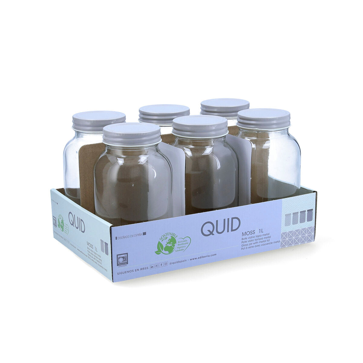 Jar Quid Moss Grey Glass 1 L (Pack 6x)-0