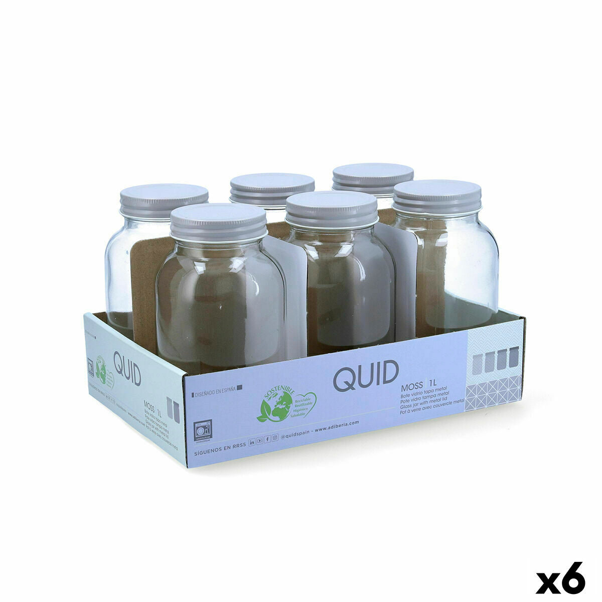Jar Quid Moss Grey Glass 1 L (Pack 6x)-3