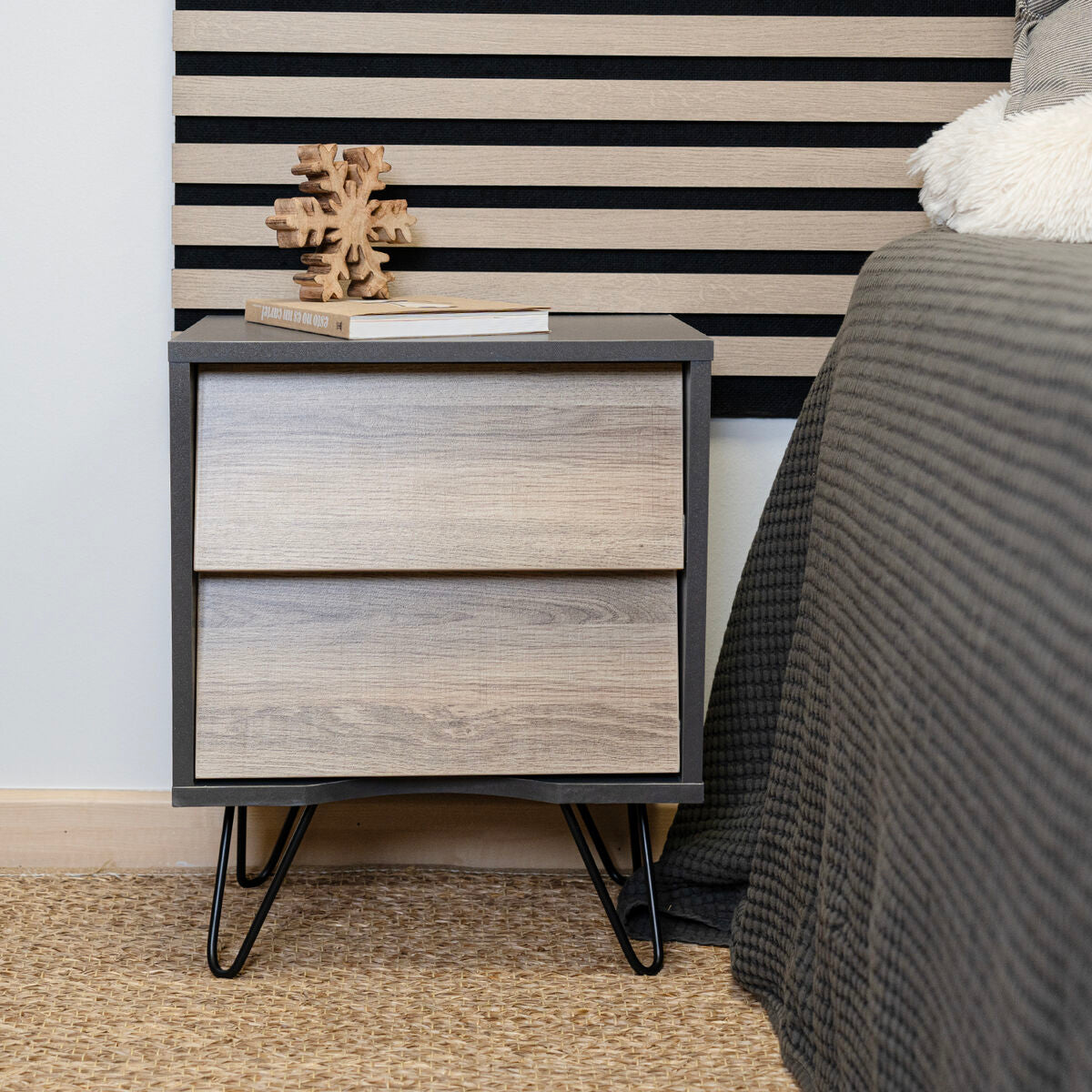Nightstand Vinthera Moa Brown Grey 40 x 49,5 x 30 cm-5