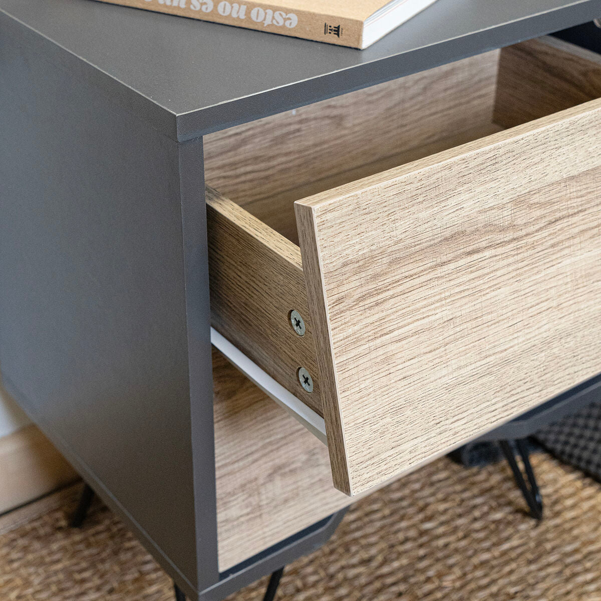 Nightstand Vinthera Moa Brown Grey 40 x 49,5 x 30 cm-1