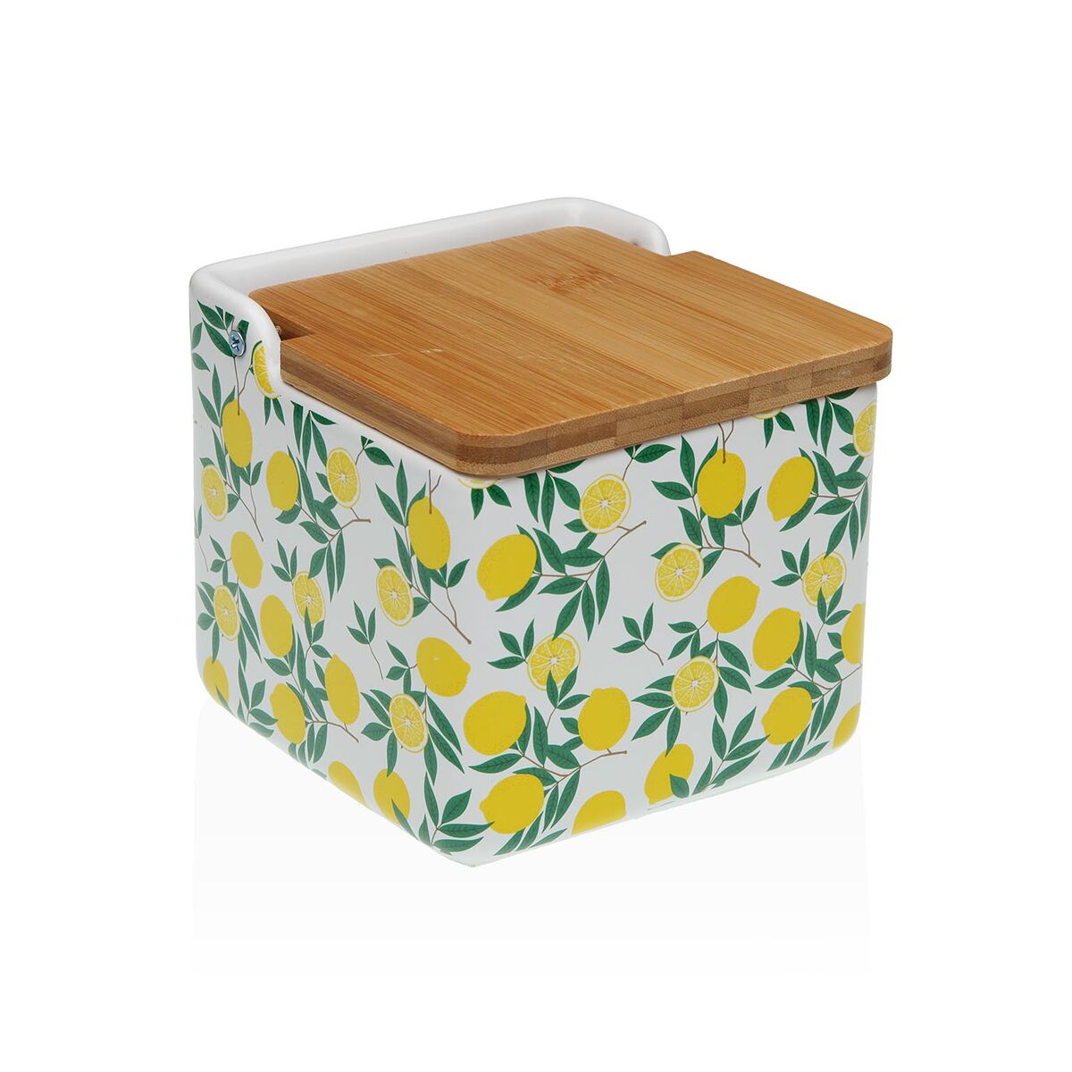 Salt Shaker with Lid Versa Ceramic Dolomite Lemon 12,2 x 11,5 x 12,2 cm-0