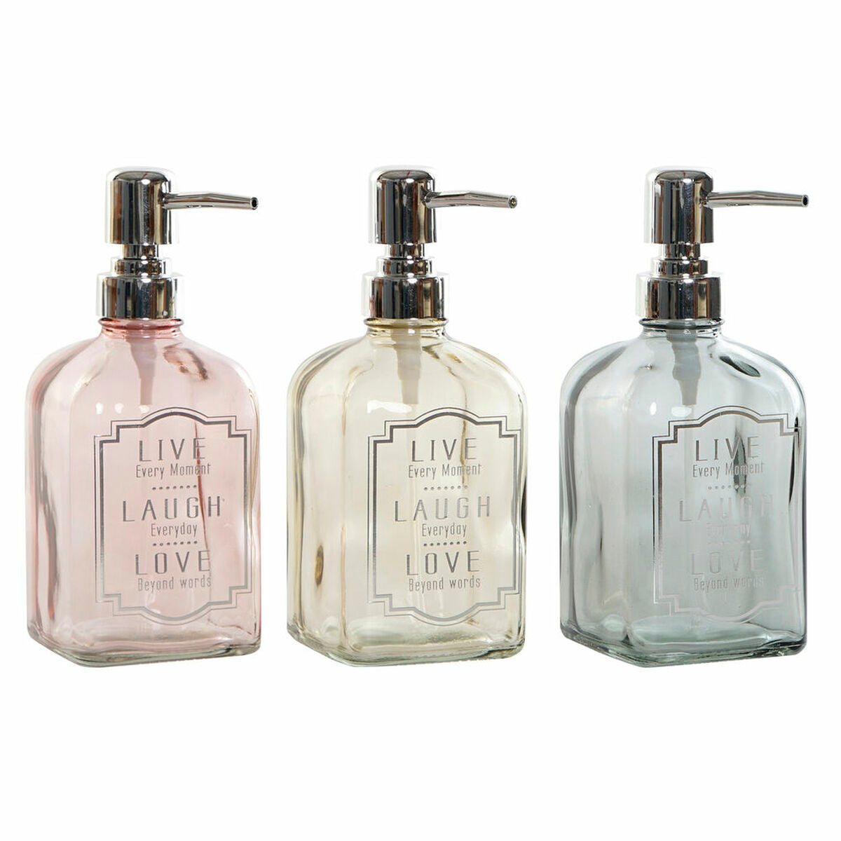 Soap Dispenser DKD Home Decor Grey Pink Golden Silver Crystal Plastic Modern 450 ml 7,5 x 7,5 x 19 cm (3 Units)-0