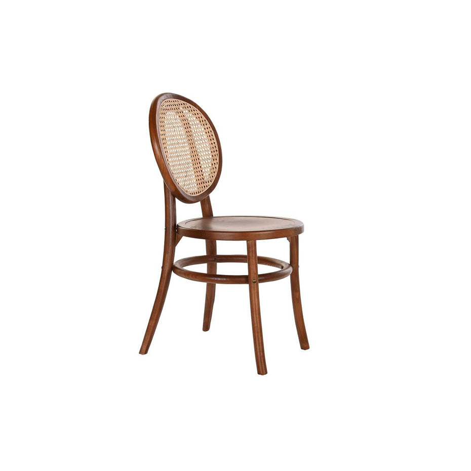 Chair DKD Home Decor Dark brown Rattan Elm wood 43 x 43 x 89 cm Grille-0