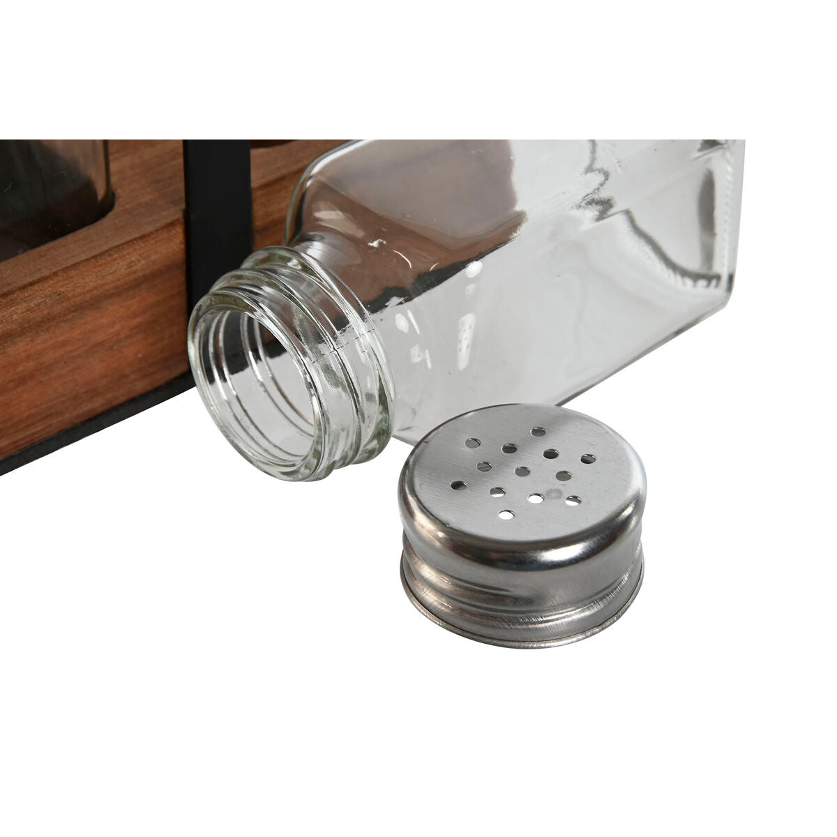 Salt and Pepper Shakers Home ESPRIT Black Crystal Acacia 12 x 6 x 17,5 cm-1