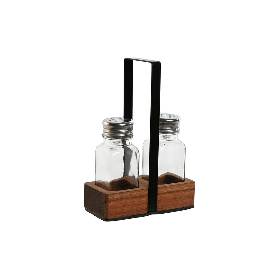 Salt and Pepper Shakers Home ESPRIT Black Crystal Acacia 12 x 6 x 17,5 cm-0