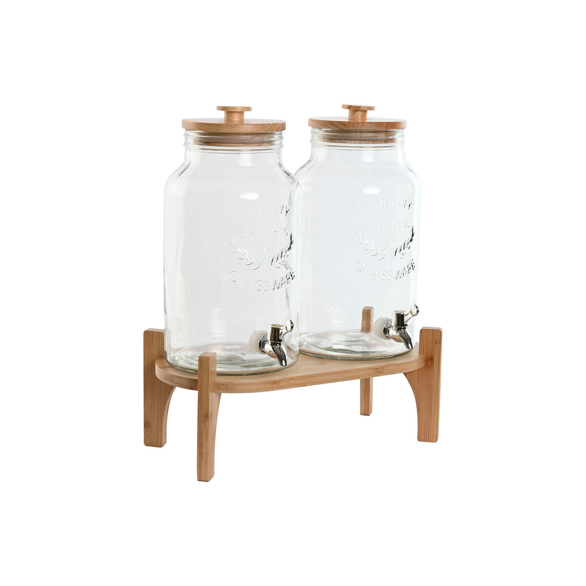 Drinks dispenser Home ESPRIT Silicone Bamboo Crystal Plastic 5,5 L 37 x 25 x 46 cm-0