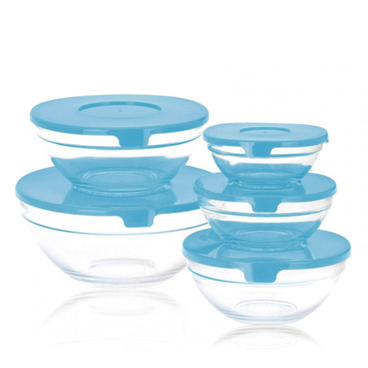 Set of 5 lunch boxes Glass EH Blue Transparent-0