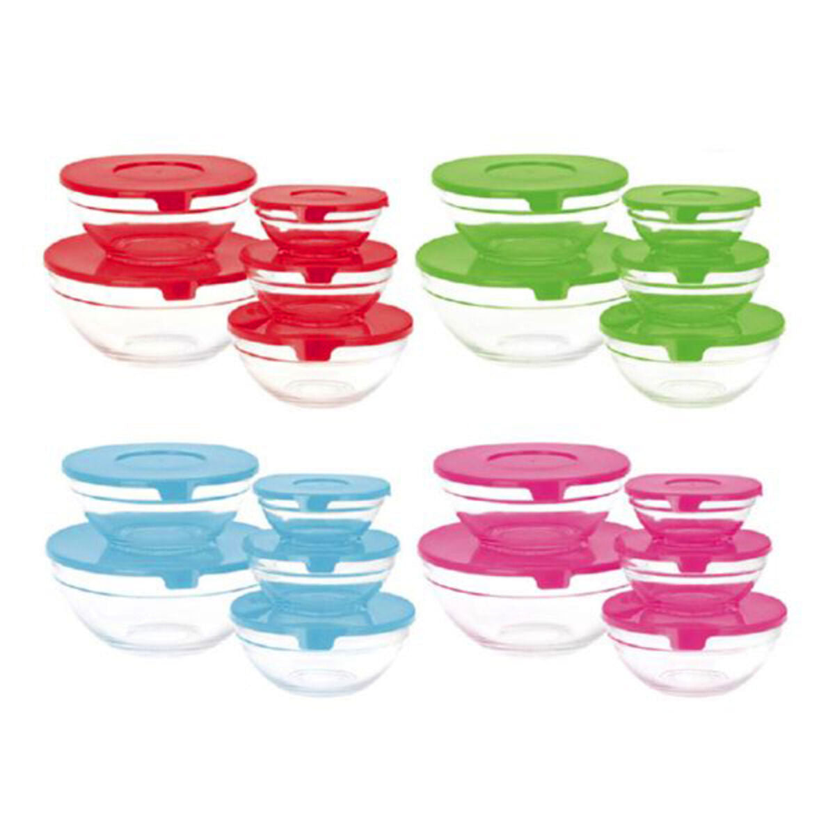 Set of 5 lunch boxes Glass EH Blue Transparent-3