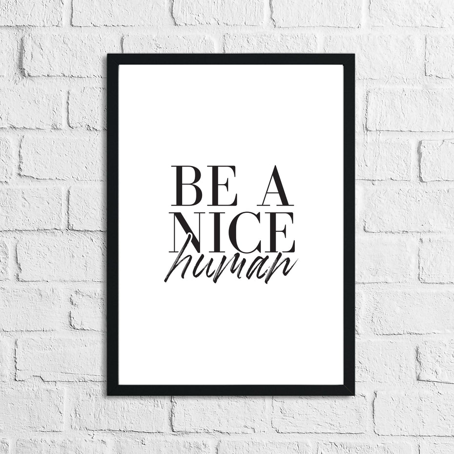 Be A Nice Human Inspirational Wall Decor Quote Print-0