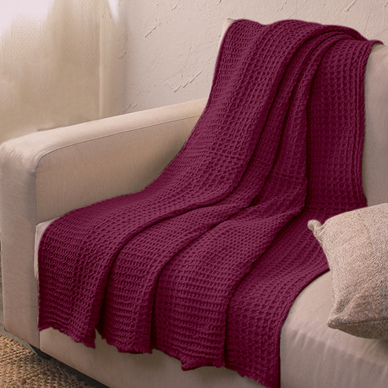 Linen Cotton - Waffle Weave Throw Blanket-2