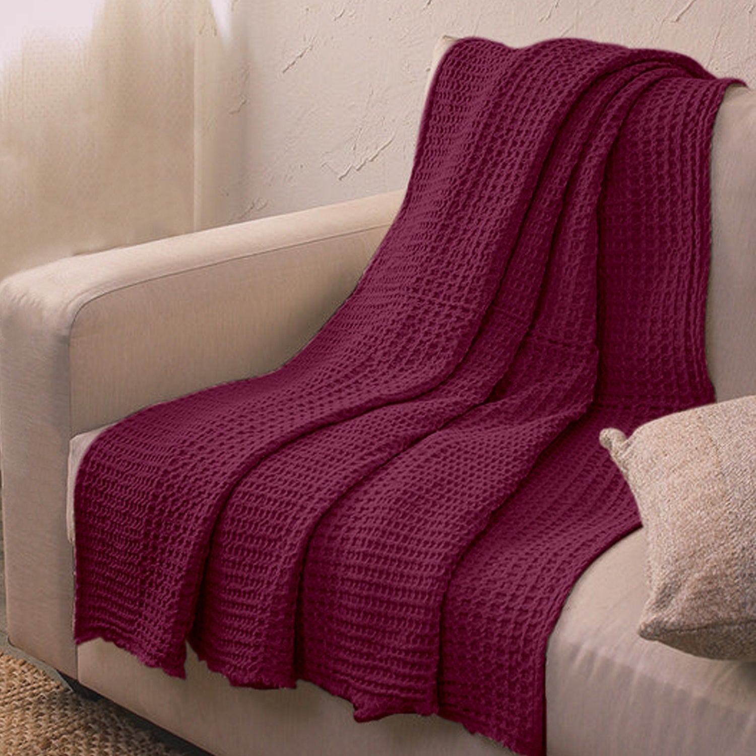 Linen Cotton - Waffle Weave Throw Blanket-2