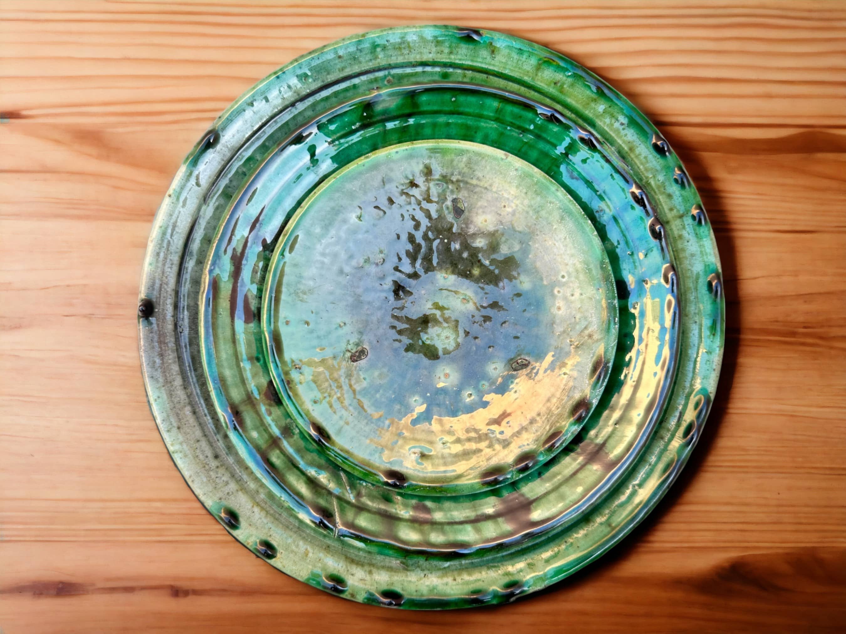 Discover Authentic Tamegroute Green Glazed Pottery: Set of 6 Plates-4