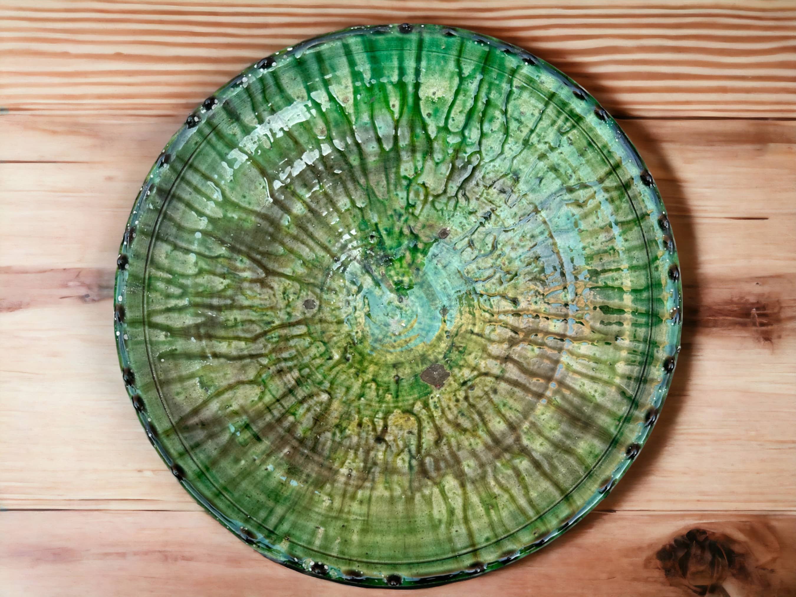 Discover Authentic Tamegroute Green Glazed Pottery: Set of 6 Plates-2