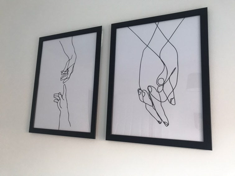Adams Touching Hands Line Work Wall Decor Print-0