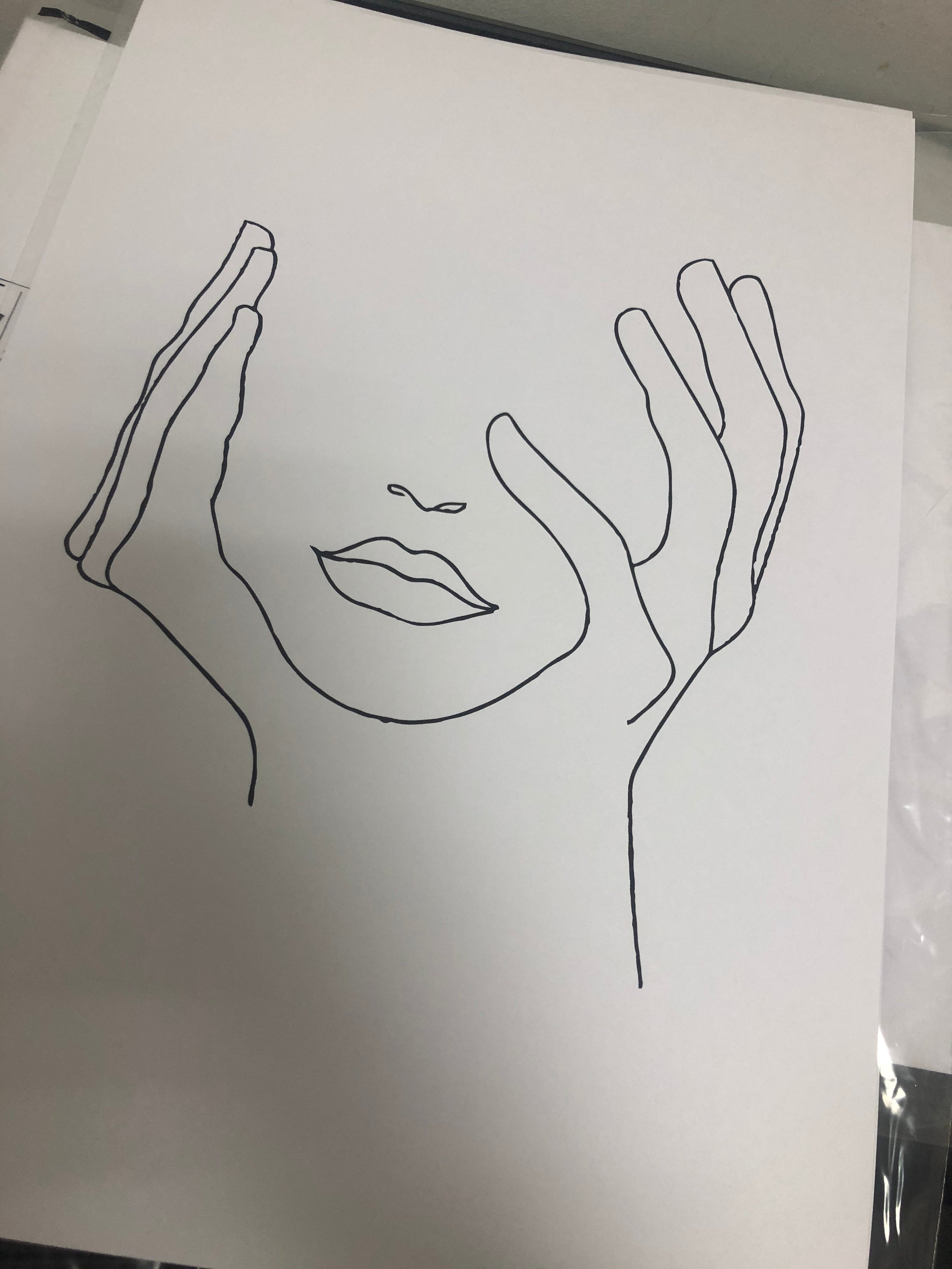 Women's Face Line Work Bathroom Bedroom Dressing Room Wall Decor Print-1