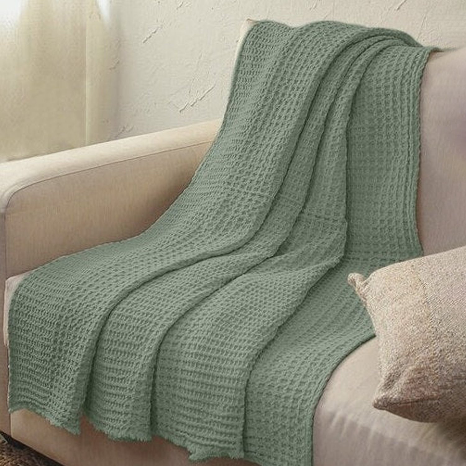 Linen Cotton - Waffle Weave Throw Blanket-5