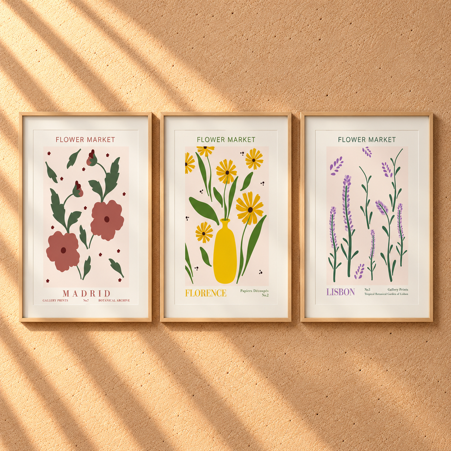 Poster Blumen Markt | Poster Set 9 Bilder | Sofort Digitaler Download