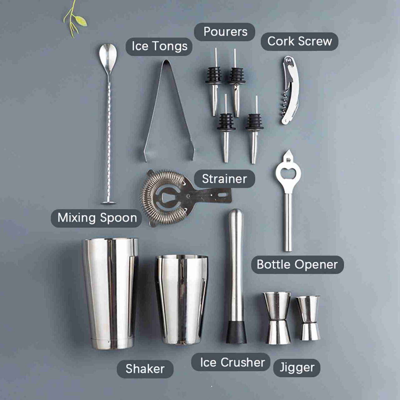 14-teiliges Edelstahl-Barkeeper-Set – Cocktail-Shaker-Set für Zuhause & Profis
