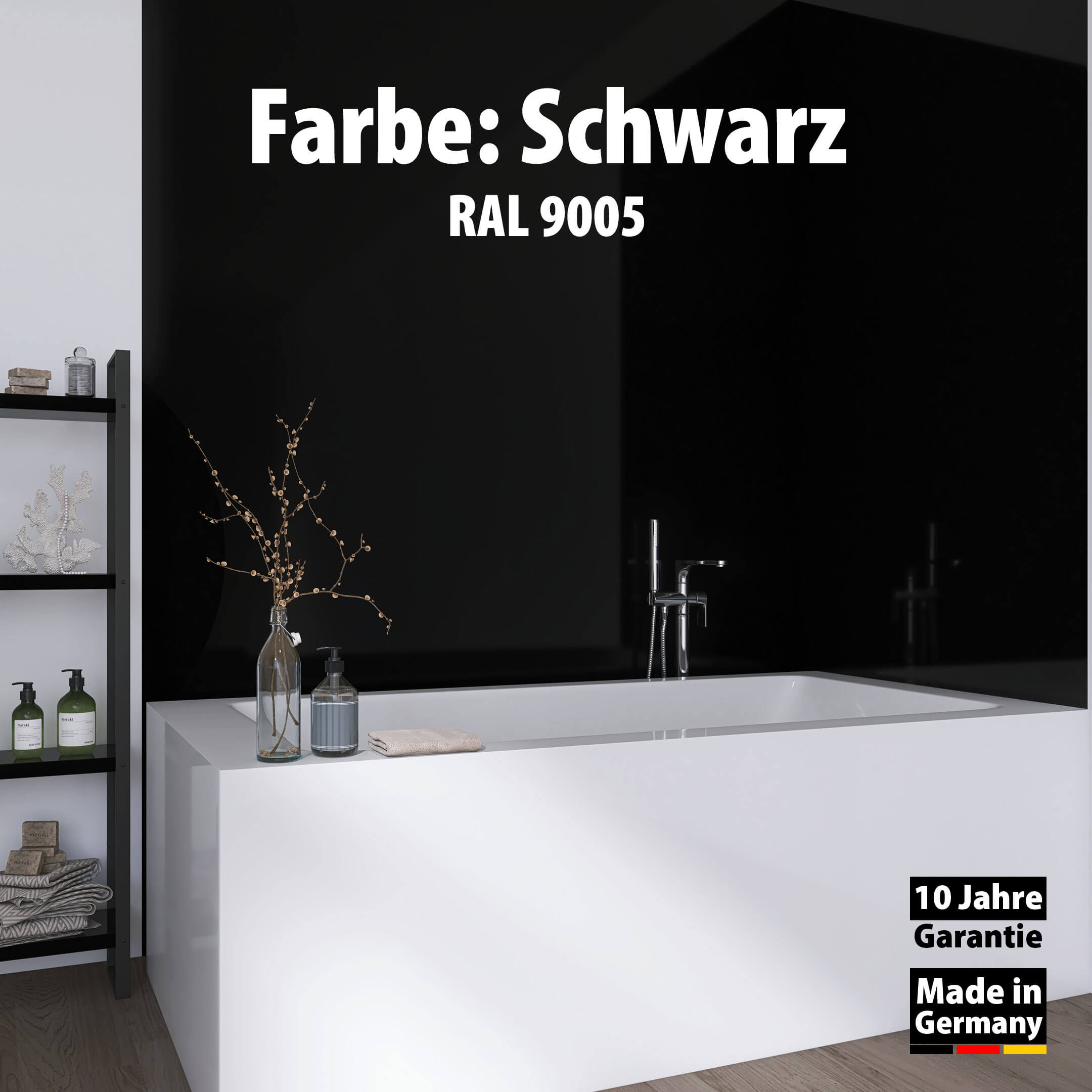 Duschrückwand - Schwarz (200x100)-1