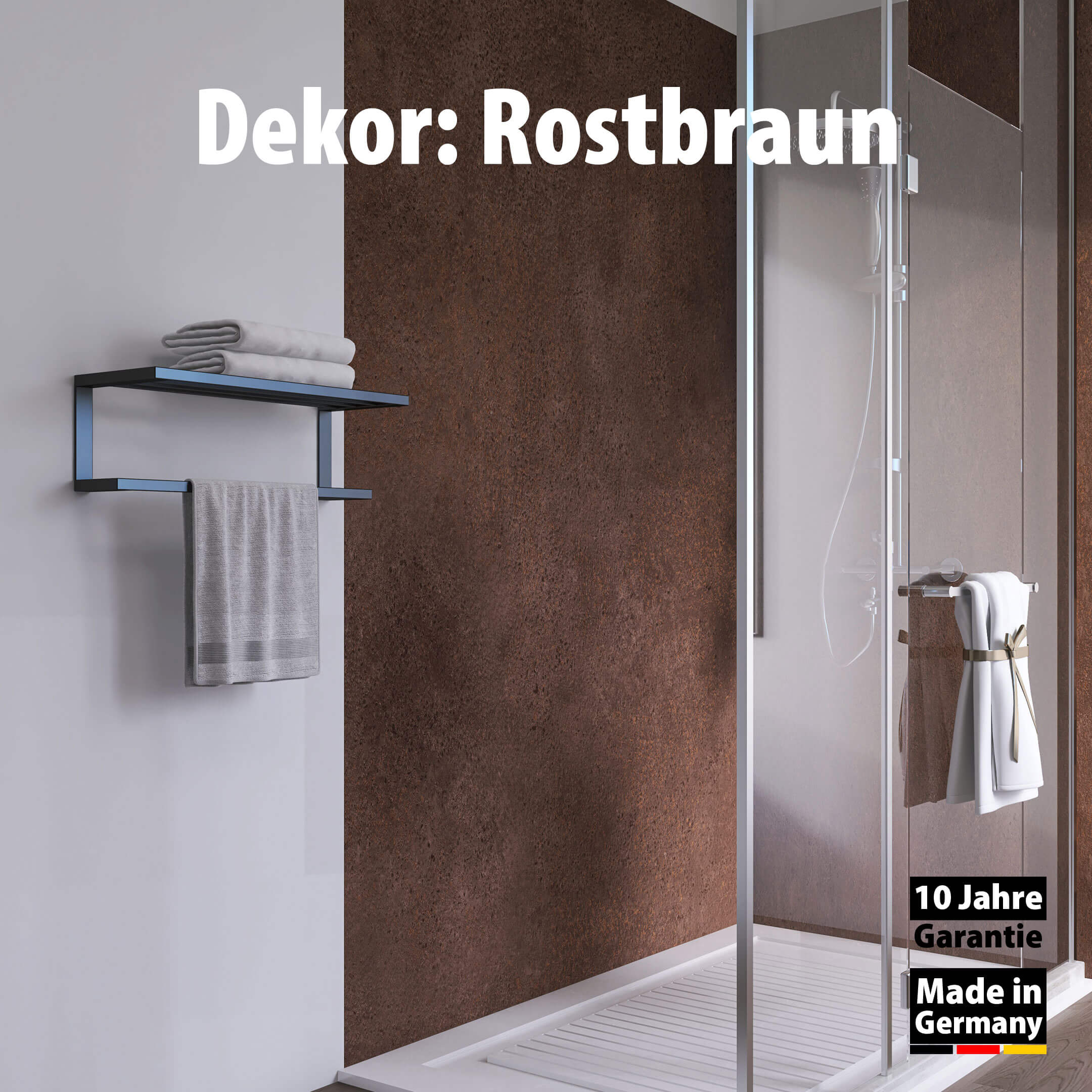 Duschrückwand - Rostbraun (250x100cm)-0