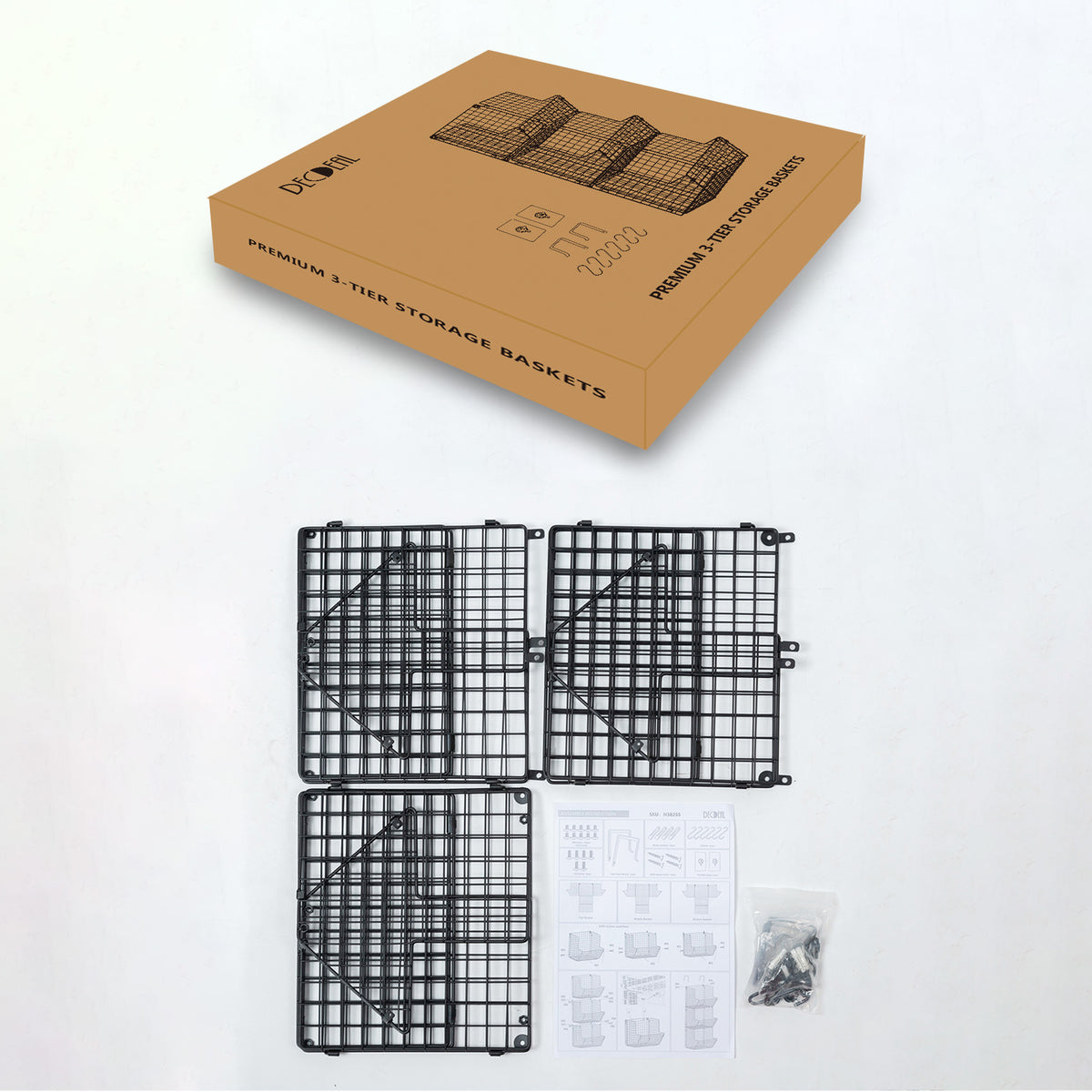 Hängender Obstkorb – 3-stufiger Wandorganizer mit Haken