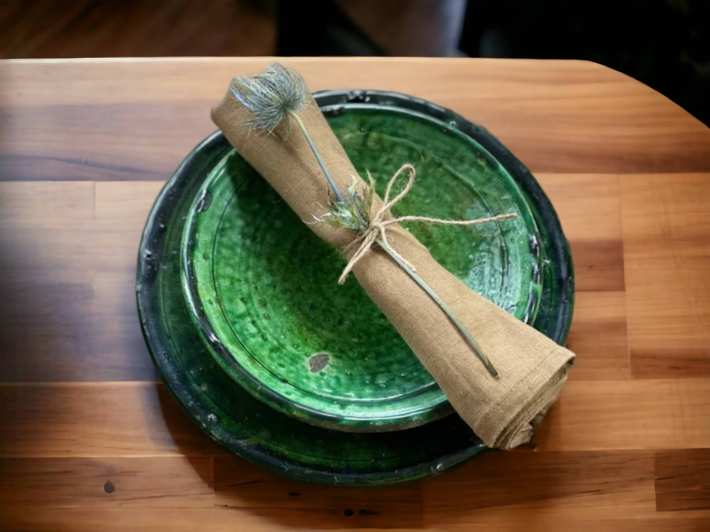 Discover Authentic Tamegroute Green Glazed Pottery: Set of 6 Plates-3