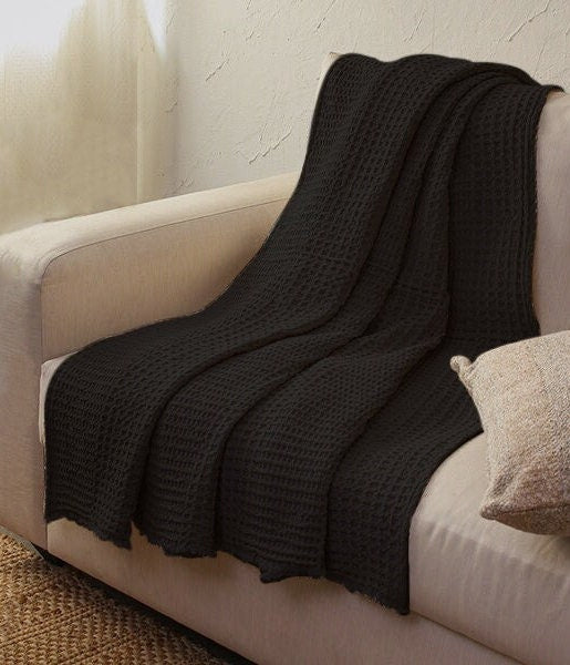 Pure Linen - Waffle Weave Throw Blanket-6