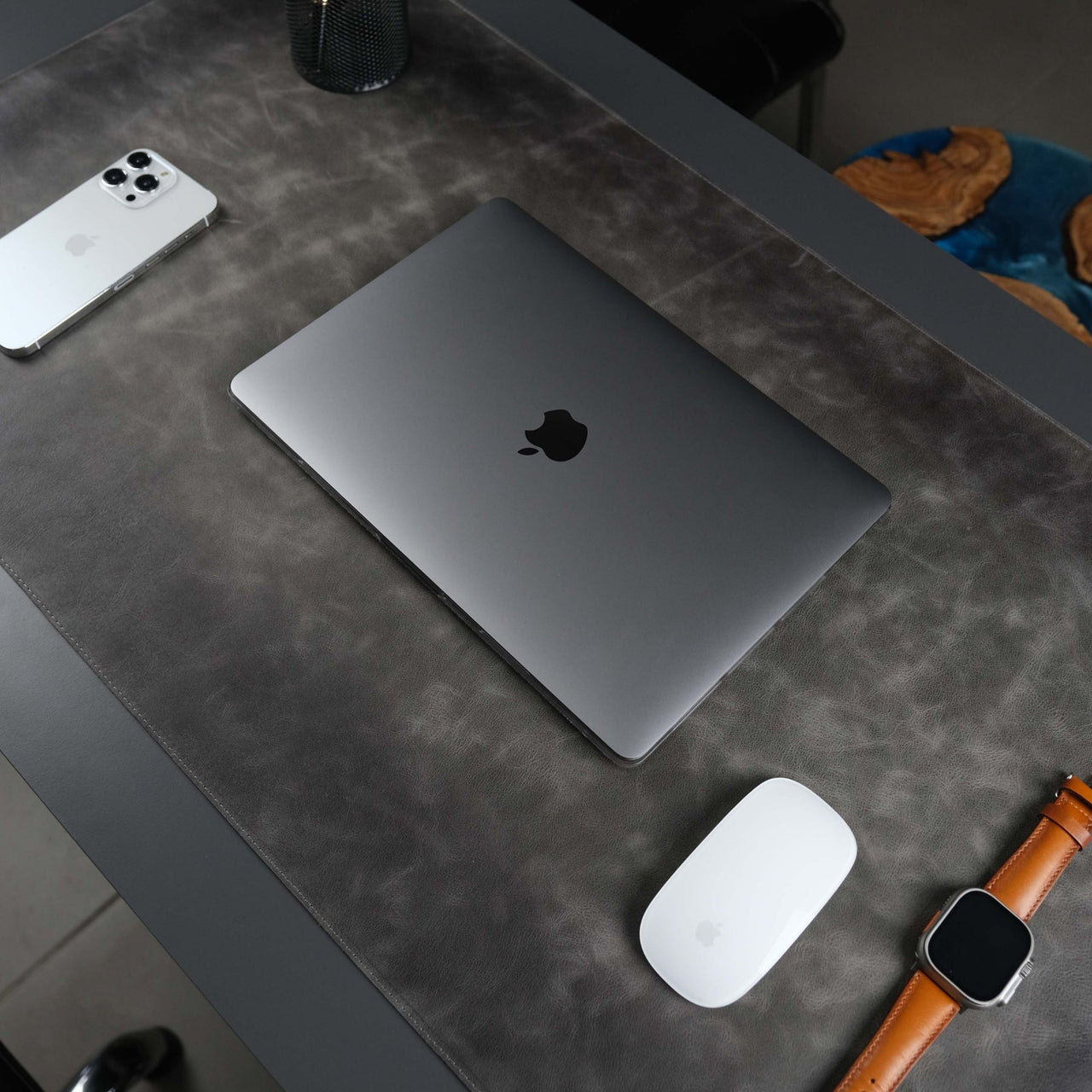 Jersey Grey Leather Desk Pad for Office and Home-0