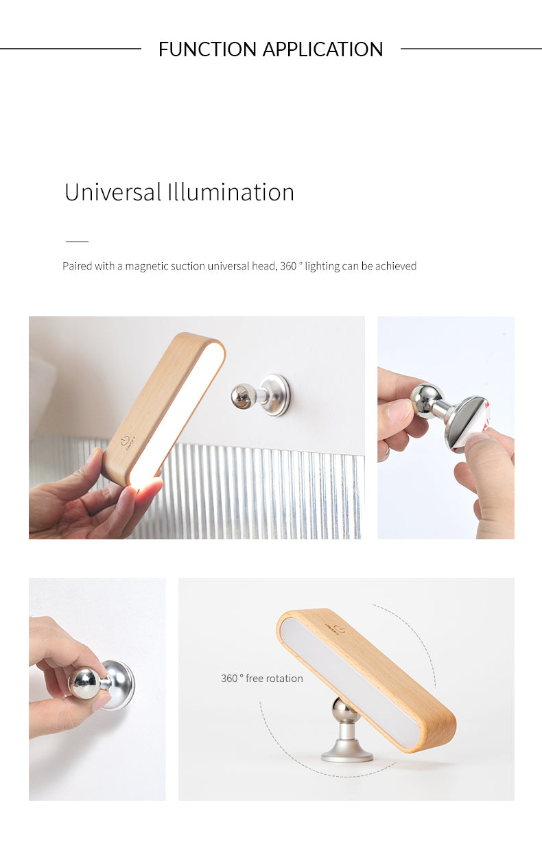 Mini Solid Wood Magnetic Rechargeable Wall Light-4