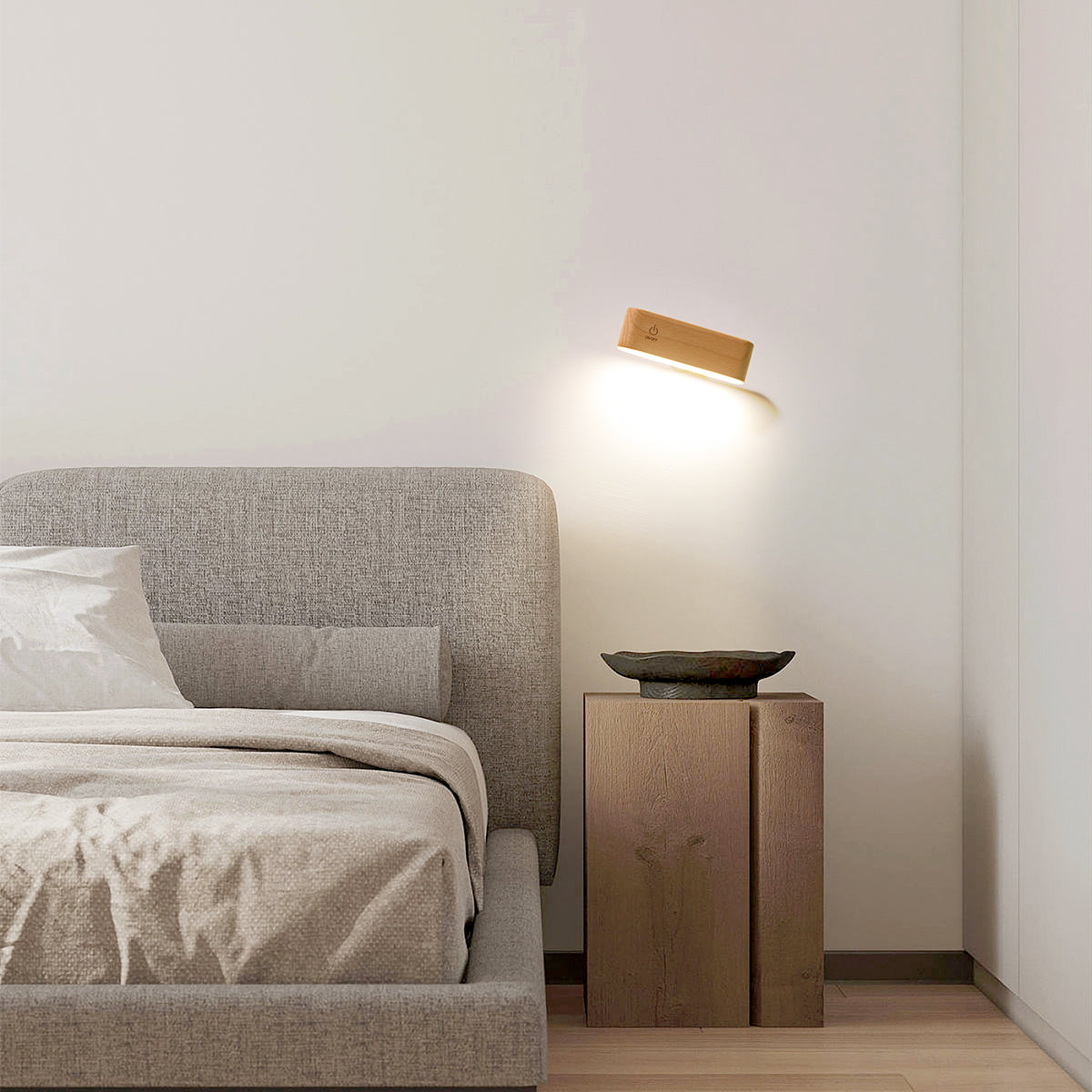 Mini Solid Wood Magnetic Rechargeable Wall Light-0