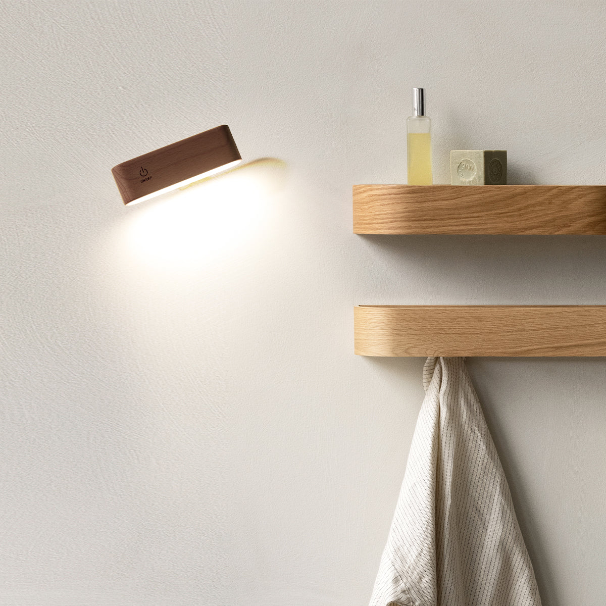 Mini Solid Wood Magnetic Rechargeable Wall Light-5