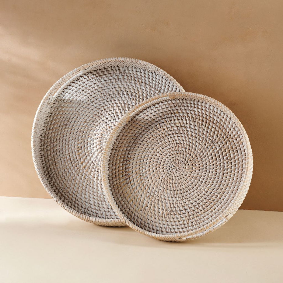 Rattan Trays • Whitewashed (Multiple Sizes)-1